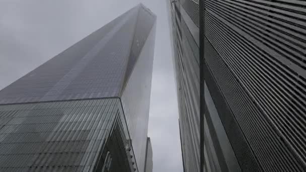 Низький Кут Огляду Всесвітнього Торгового Центру Нью Йорку Сша — стокове відео
