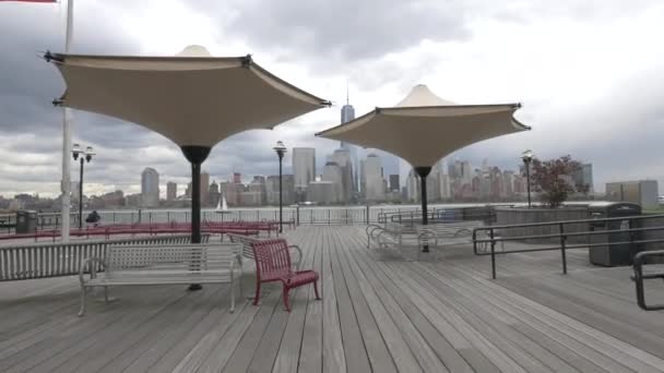 Owen Grundy Park Med Paraplyer New York — Stockvideo