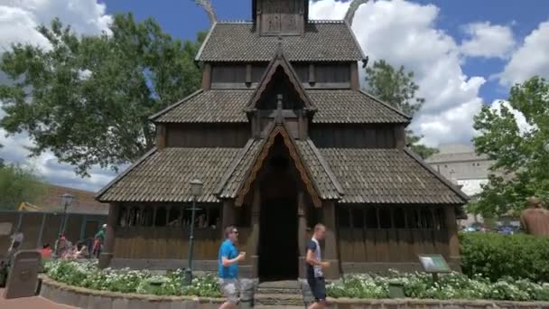 Kostel Epcot Stave Norském Pavilonu — Stock video