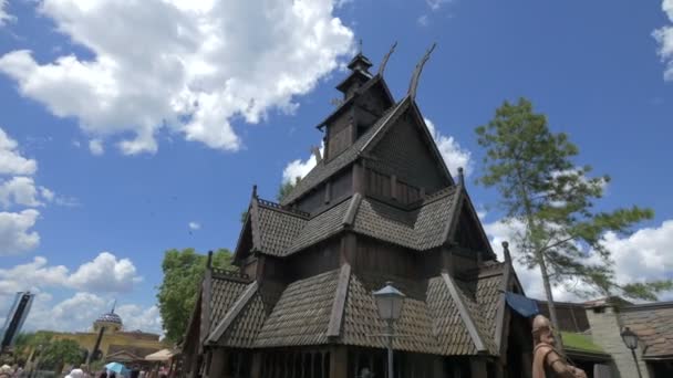 Epcot Stave Tetto Della Chiesa Norvegia Padiglione — Video Stock