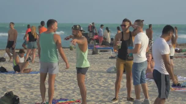 Hombres Relajándose Playa — Vídeo de stock