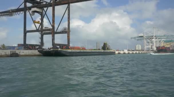 港口内的货机和集装箱船 — 图库视频影像