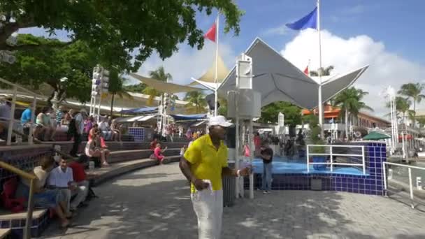 Toeristen Hebben Plezier Jachthaven Miami — Stockvideo