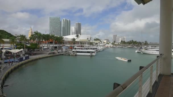Hohe Winkel Von Bayside Marina Miami — Stockvideo