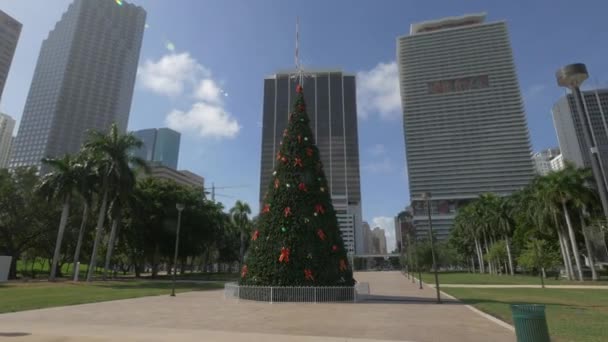 Weihnachtsbaum Bayfront Park — Stockvideo