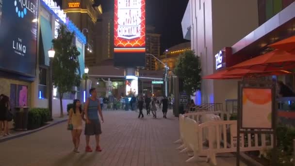 Vue Nuit Personnes Marchant Linq Las Vegas États Unis Amérique — Video