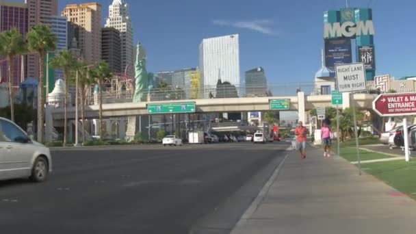 New York Hotel Seen Street Las Vegas — Stock Video