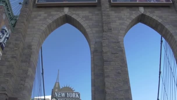 Vista Inclinada Del Puente Brooklyn Las Vegas Nueva York Estados — Vídeo de stock