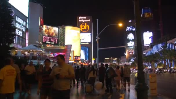 Turisti Che Camminano Notte Las Vegas Stati Uniti America — Video Stock