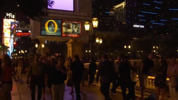 Άνθρωποι Περπατούν Νύχτα Στο Λας Βέγκας Ηνωμένες Πολιτείες Της Αμερικής — Αρχείο Βίντεο