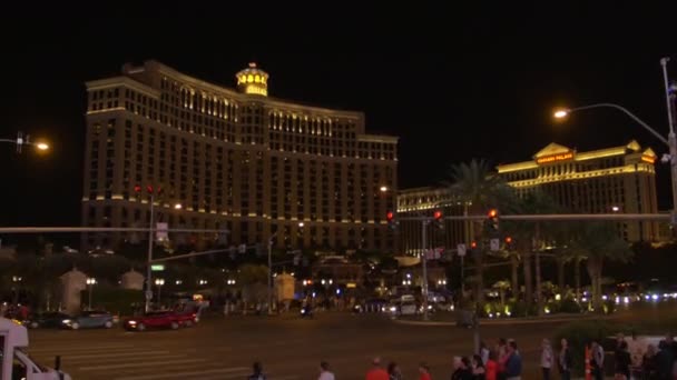 Bellagio Hotel Vanaf Overkant Las Vegas Verenigde Staten Van Amerika — Stockvideo