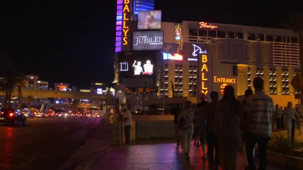 Bally Las Vegas Hotel Casino Bei Nacht Vereinigte Staaten Von — Stockvideo