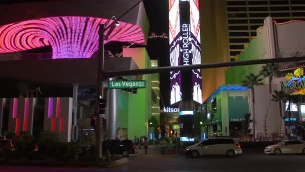 Las Vegas Boulevard Sett Natten Usa — Stockvideo