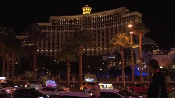 Bellagio Hotel Widziany Nocą Las Vegas Stany Zjednoczone Ameryki — Wideo stockowe