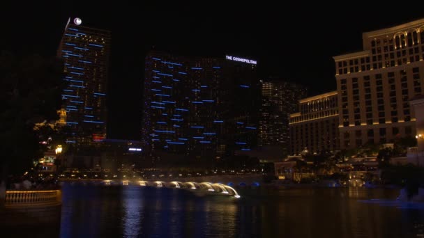 Bellagio Fountain Show Visto Notte Las Vegas Stati Uniti America — Video Stock
