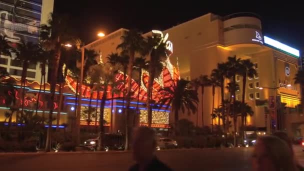 Widok Nocy Las Vegas Flamingo Hotel Stany Zjednoczone Ameryki — Wideo stockowe