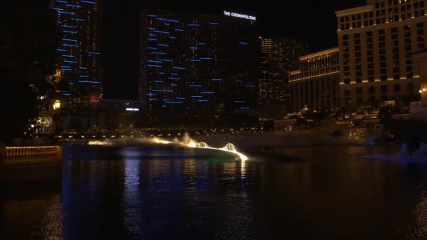 Bellagio Fountain Seen Night Las Vegas Spojené Státy Americké — Stock video