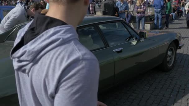 Стара Зелена Машина Яку Бачили Виставці — стокове відео
