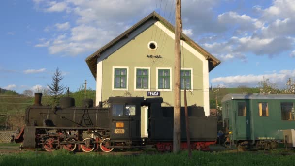 Stary Pociąg Stacji Kolejowej Teaca — Wideo stockowe