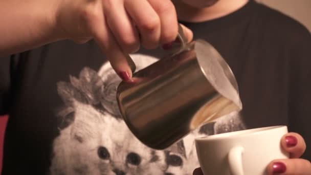 Verser Lait Dans Une Tasse Café — Video