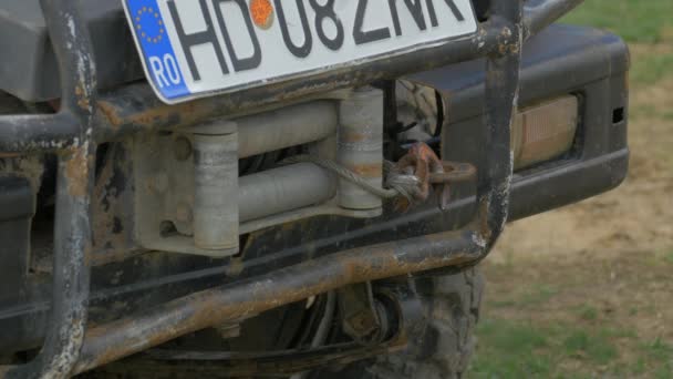 Parachoques Jeep Con Placas Matrícula Del Coche — Vídeo de stock