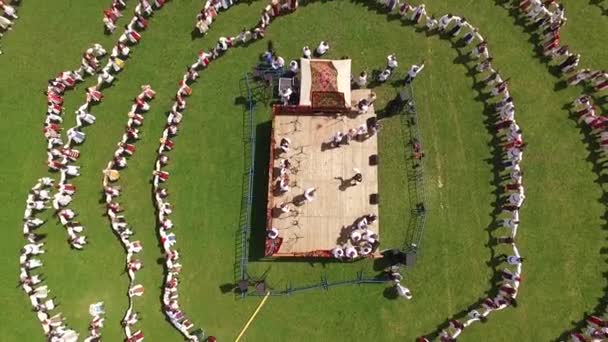 Aerial View People Dancing Maial Festival — Stock Video