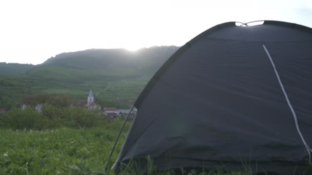 Tent Camping Rimetea — Stock Video