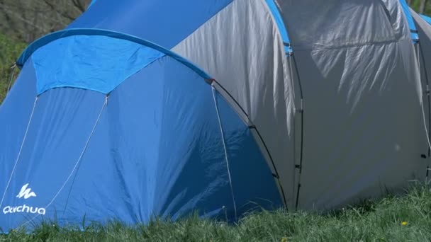 Two Blue Tents Camping — Vídeo de stock