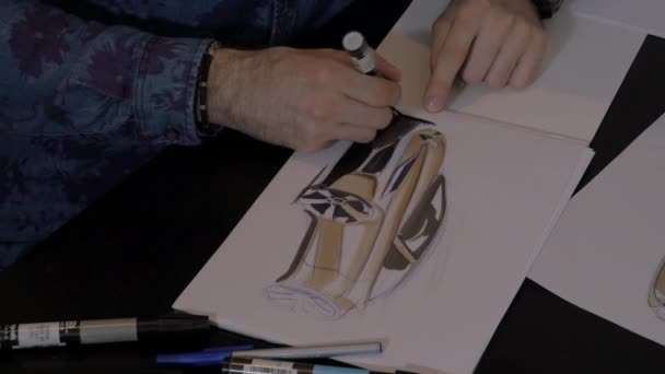 Mains Ajoutant Des Ombres Sur Dessin — Video