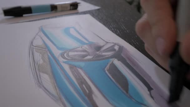 Рисование Тени Автомобиля — стоковое видео