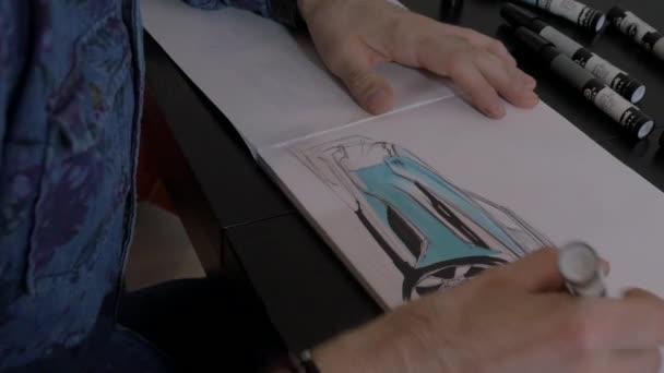 Desenho Mão Com Marcador Azul — Vídeo de Stock