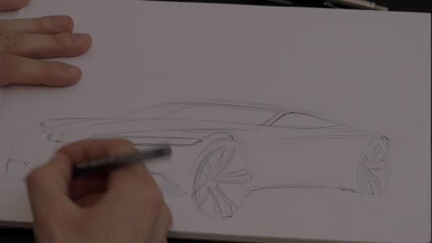 Hands Sketching Bumper Car — Wideo stockowe