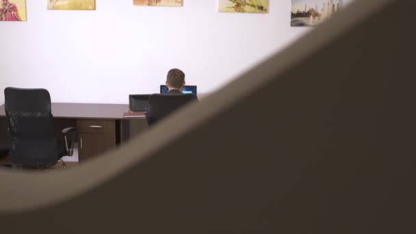 Δύο Άνδρες Που Εργάζονται Στο Γραφείο Royalty Free Βίντεο Αρχείου