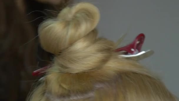 Woman Hair Bun Hairstyle Studio — Wideo stockowe