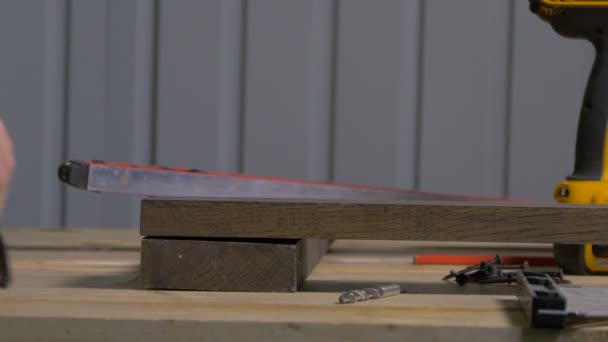 Pomiar Kawałka Drewna — Wideo stockowe