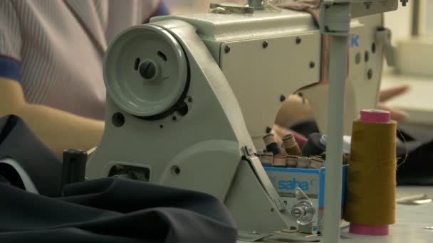 White Sewing Machine Close — Stock Video