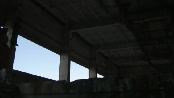 Ceiling Ruined Industrial Hall — Stock Video