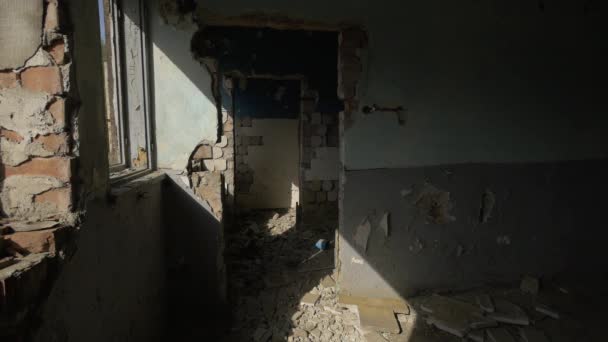 Interior Doorways Damaged Building — Stock Video