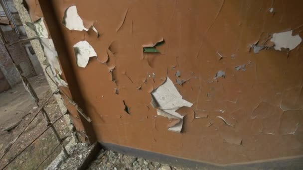Вид Пошкоджені Подрібнені Стіни — стокове відео