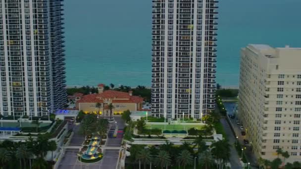 Отели Miami Beach Высоты Птичьего Полета Побережье Соединенные Штаты Америки — стоковое видео