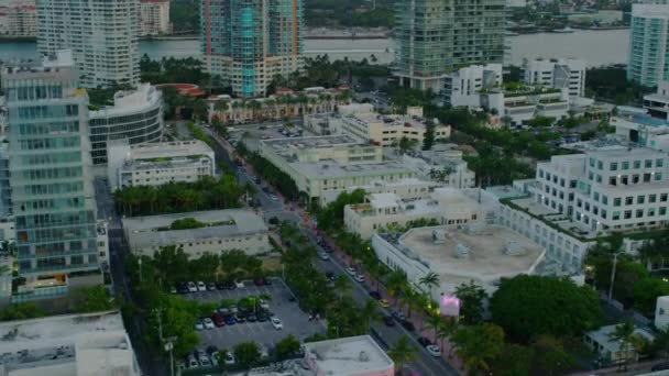 Widok Lotu Ptaka Budynki Zmierzchu Miami — Wideo stockowe