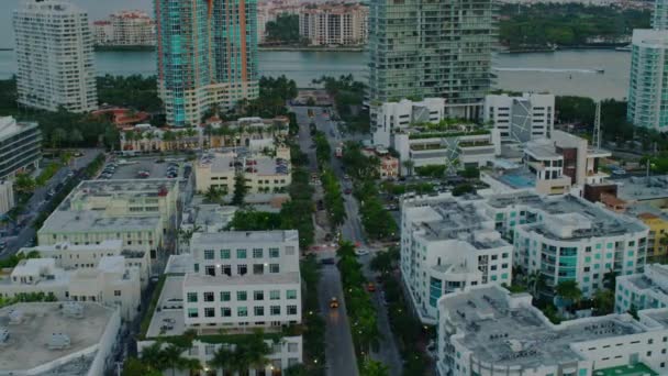 Vue Aérienne Paysage Urbain Miami Crépuscule — Video