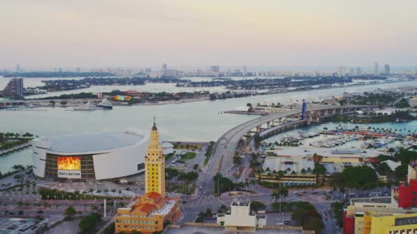 Vista Aérea Miami Atardecer — Vídeos de Stock