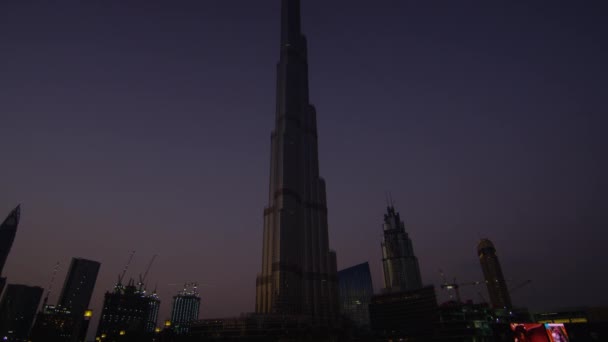 Burj Khalifa Der Abenddämmerung Dubai — Stockvideo