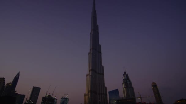 Khalifa Tower Der Abenddämmerung Dubai — Stockvideo