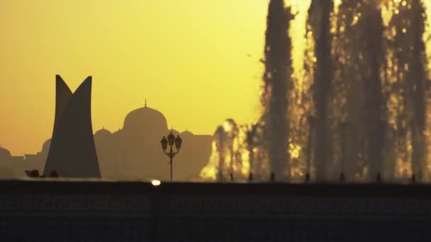 Uae Presidental Palace Dome Seen Fountain — Stock Video