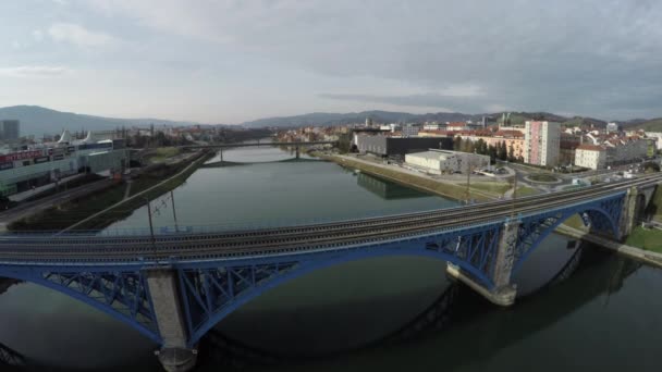 Vue Aérienne Pont Ferroviaire Maribor — Video