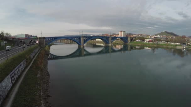 Flygfoto Över Järnvägsbron Maribor — Stockvideo