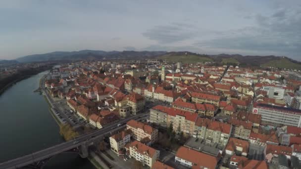 Letecký Pohled Starý Most Město Maribor — Stock video