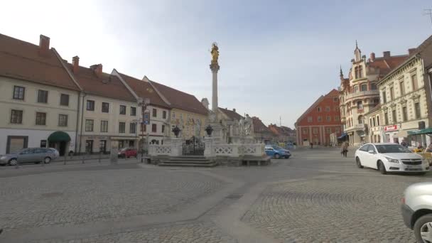 Pestkolonnen Stora Torget Maribor — Stockvideo